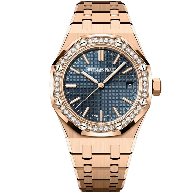 Audemars Piguet Royal Oak Selfwinding 15551OR.ZZ.1356OR.05 – 18 ct Pink Gold, Diamond-Set Bezel, Blue “Grande Tapisserie” Dial, 37 mm