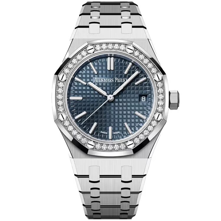 Audemars Piguet Royal Oak Selfwinding 15551ST.ZZ.1356ST.05 – Stainless Steel, Diamond-Set Bezel, Blue “Grande Tapisserie” Dial, 37 mm