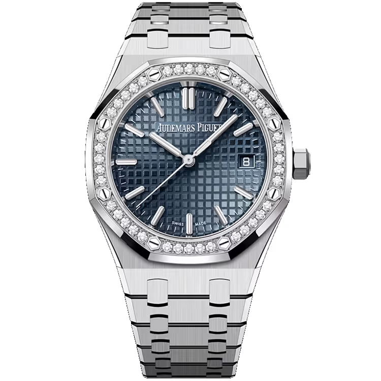 Audemars Piguet Royal Oak Quartz 77451ST.ZZ.1361ST.05 – Stainless Steel, Diamond-Set Bezel, Blue “Grande Tapisserie” Dial, 33 mm
