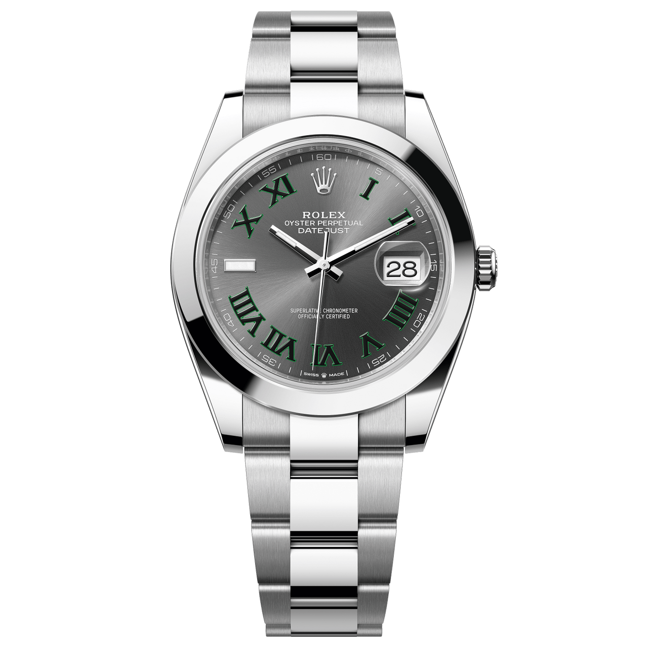 Datejust 41 in Oystersteel features a bright blue dial and a Oyster bracelet.
