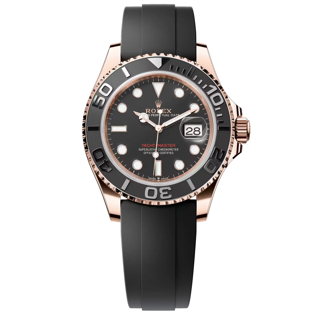 Yacht-Master 40 in 18 ct Everose gold with an Oysterflex bracelet.