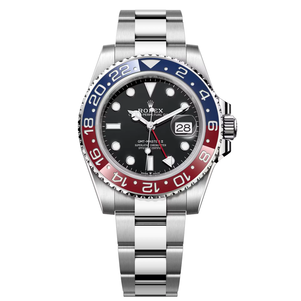 GMT-Master II "Pepsi" in Oystersteel with a black dial and a Jubilee bracelet