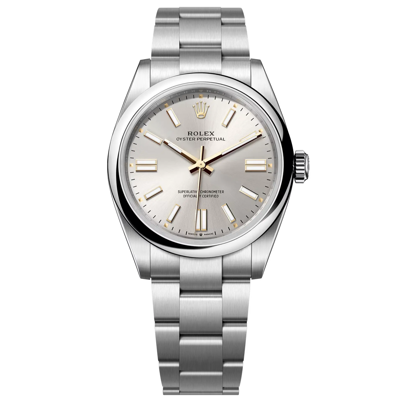 The Oyster Perpetual 41 with a silver dial and an Oyster bracelet.