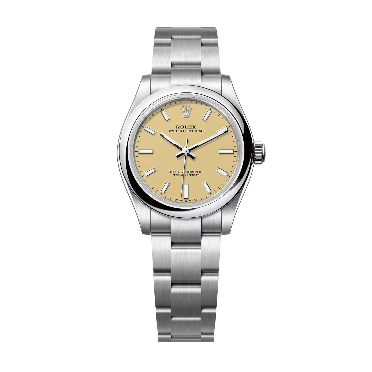 The Oyster Perpetual 31 with a beige dial and an Oyster bracelet.